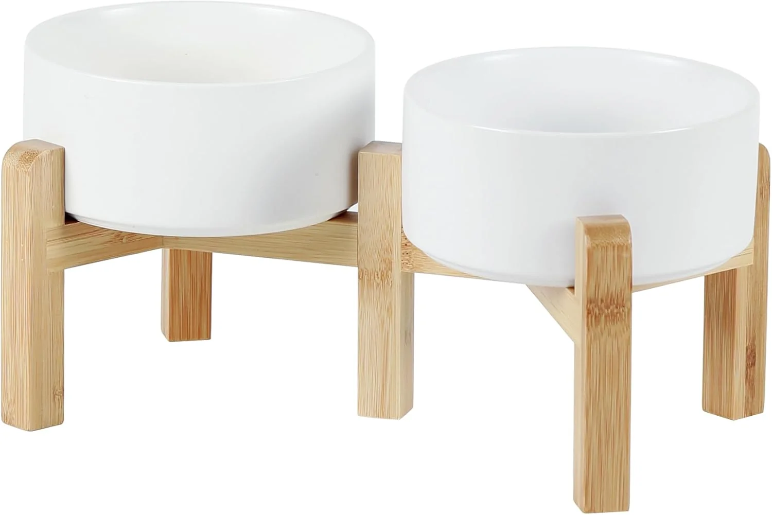 Exceptional Ceramic Raised Double Bowls Set with Stand 2 Heights d Food Water Bowls for Small Breed Dogs Weighted Dog Dishes Pet Bowl 6.1'' 28.7oz White Official