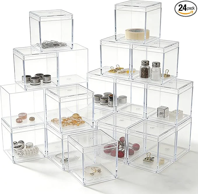 Organic KissYou Acrylic Box Easter Clear Candy Boxes with Lid Acrylic Square Cube 4 Pieces Display Case Transparent Jewelry Storage Box Party Decorative BoxesAbout ThisOverview Efficient