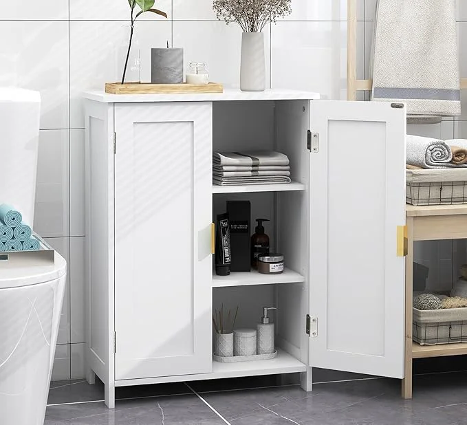 Comfortable TaoHFE White Bathroom Storage Cabinet Bathroom Cabinets standing with 2 Doors Towel Cabinet for Bathrooms Restroom Cabinets Small Storage Cabinet for Office Restaurant Living RoomAbout ThisOverview Organic