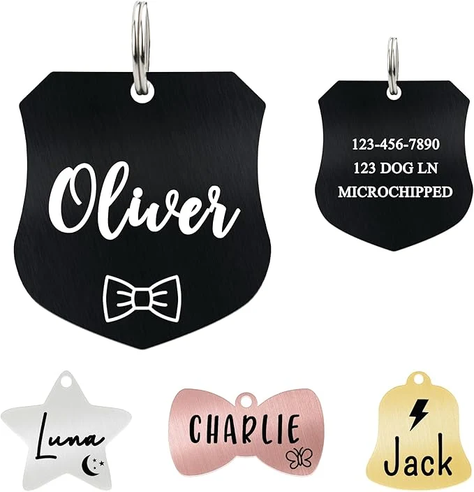 Solid Ultra Joys Cat ID Tag Personalized Pet Tags Durable Stainless Steel Small Pet Safe