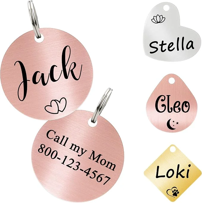 Prestigious Ultra Joys Cat ID Tag Personalized Pet Tags Durable Stainless Steel Small Pet Modern