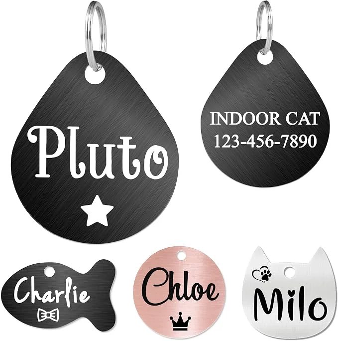 High-End Ultra Joys Cat ID Tag Personalized Pet Tags Durable Stainless Steel Small Pet Consistent