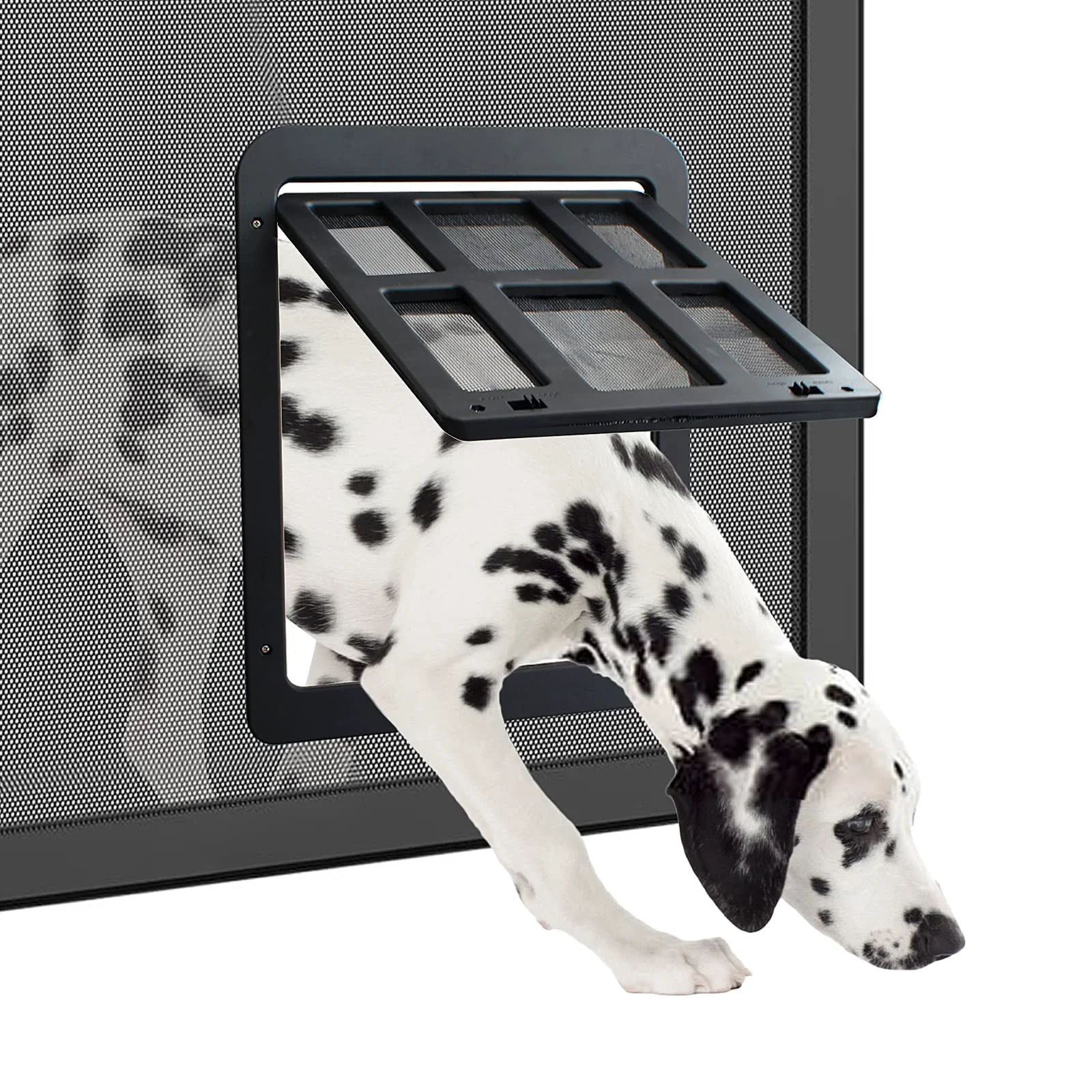 Detailed Enjoying Dog Door for Screen Doors — Magnetic Swing Flap 11.2 x 14.4 Lockable Black Fine