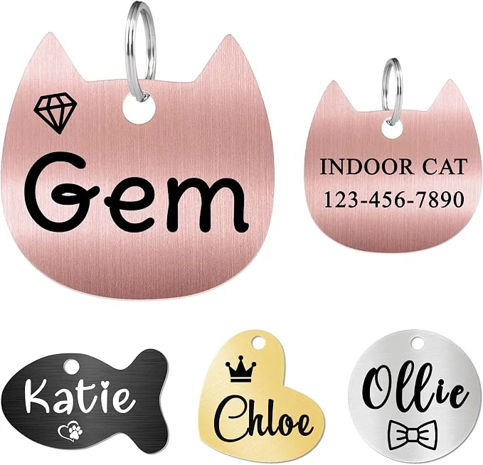 Premium Ultra Joys Cat ID Tag Personalized Pet Tags Durable Stainless Steel Small Pet Breathable