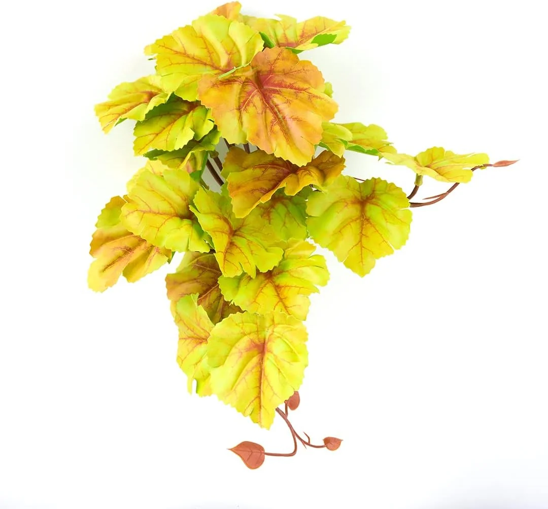 Easy-to-Use Reptile Plants for Terrarium Amphibian Habitat Decor Artificial Hanging Plants with Suction Cup - Fake Heuchera Micrantha Yellow Enhanced