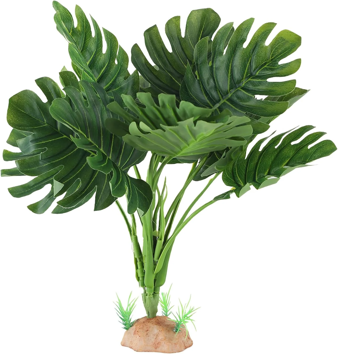 Secure IBWell Reptile Plants - Tortoise Habitat Accessories Artificial Spider Plant for Gecko Ball Python Terrarium Decor - Monstera Practical