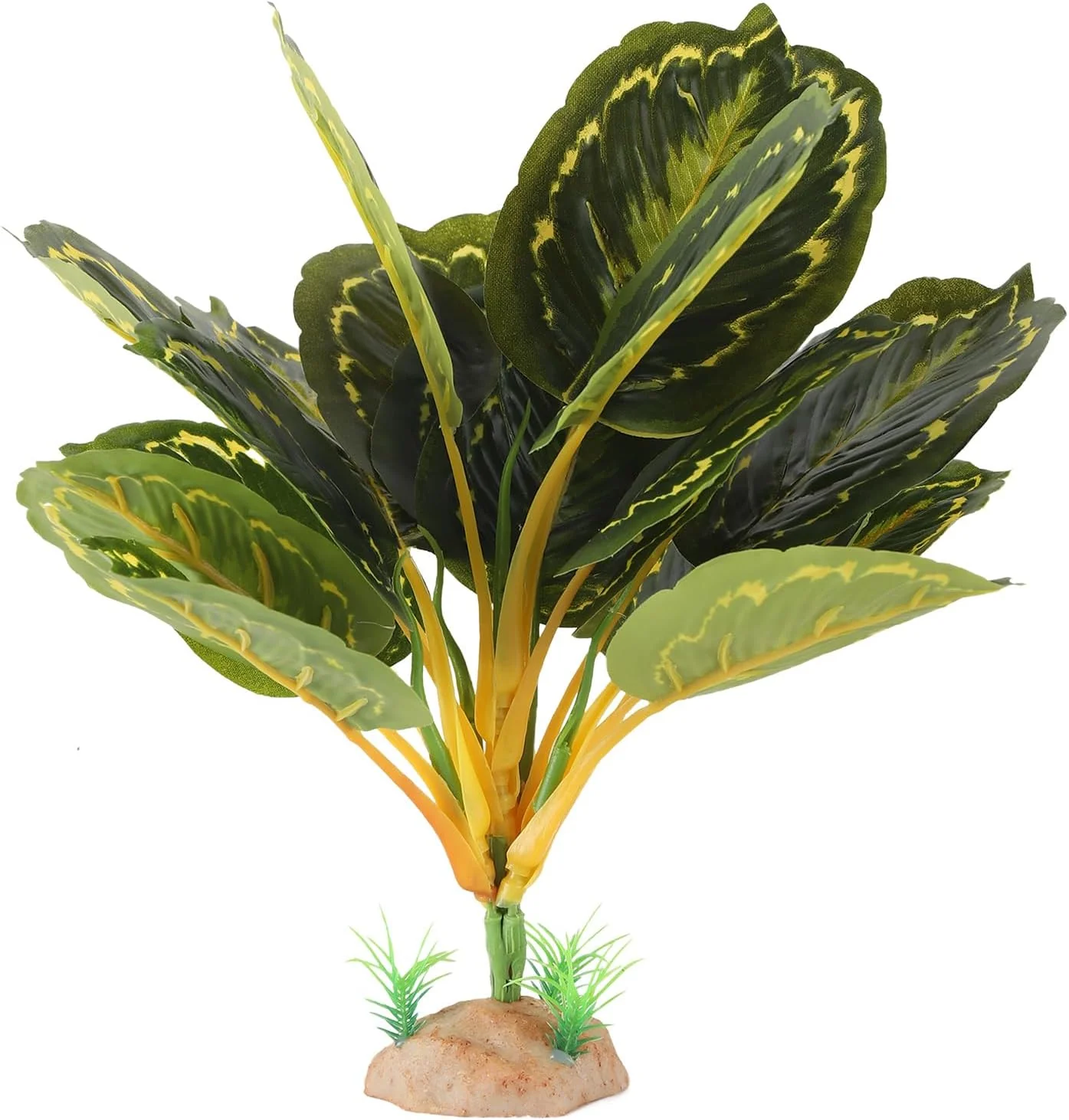 Functional IBWell Reptile Plants - Tortoise Habitat Accessories Artificial Spider Plant for Gecko Ball Python Tortoise Terrarium Decor - Calathea Makoyana B Convenient