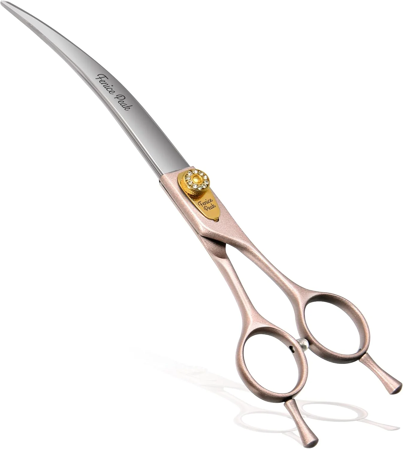 Modern Fenice Peak Professional Curved Dog Grooming Scissors 7.5'' Rose Gold 440C Stainless Steel Pet Cutting Shears Safety Trimming Shearing for Dogs Cats Solid