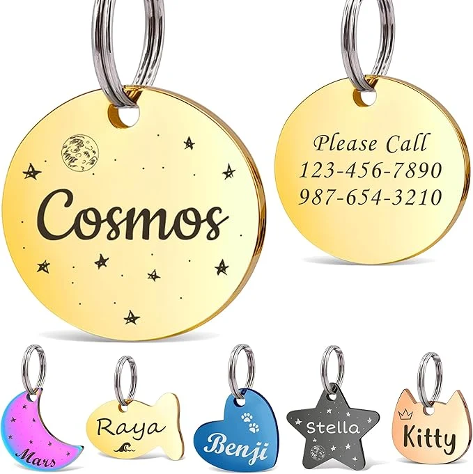 Efficient Anavia Small Size Dog Cat ID Tags Small XS Personalized Color Plated Stainless Lightweight