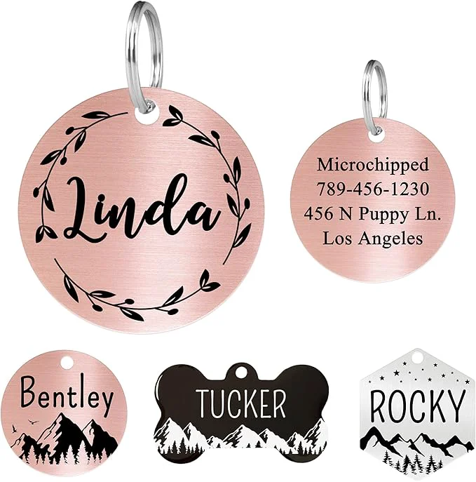 Soft Ultra Joys Personalized Stainless Steel Dog and Cat Tags Front and Back Traditional