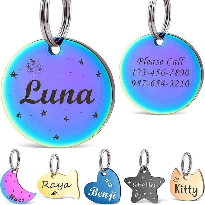 Safe Anavia Small Size Dog Cat ID Tags Small XS Personalized Color Plated Stainless Fast