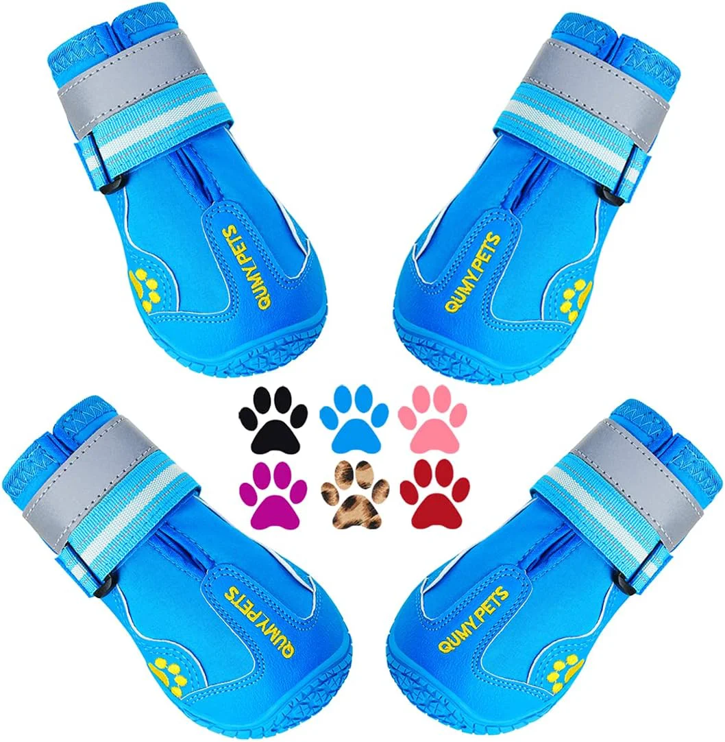 Casual QUMY Dog Shoes for Large Dogs Medium Dog Boots Paw Protectors for Winter Snowy Day Summer Hot Pavement Water-Resistant in Rainy Weather Outdoor Walking Indoor Hardfloors Skid-Resistant Sole Sustainable