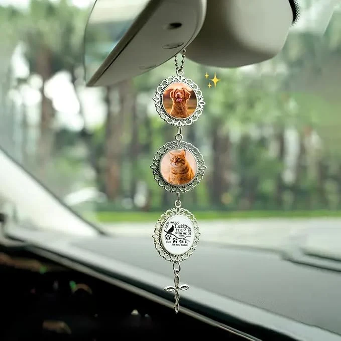Reusable Custom Pet Photo Car Charm Personalized Pet Memorial Rearview Charm Paw Proven