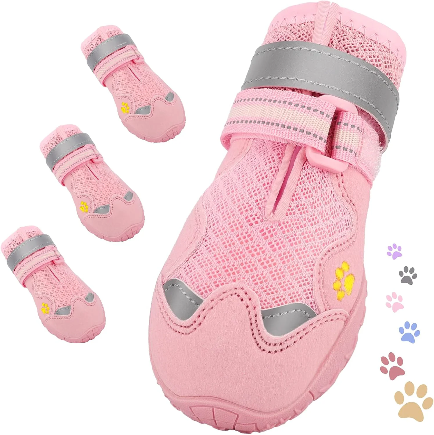 Top-Quality Dog Shoes for Large Medium Small Dog Mesh Breathable Dog Shoes for Hot Pavement Anti-Slip Dogs Boots Paw Protectors with Reflective for Outdoor Walking Indoor Hardfloors Size 7 Casual