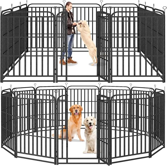 Classic Heavy Duty Dog Playpen 12 Steel Panels 47 Height Square Steel Pipe Minimalist