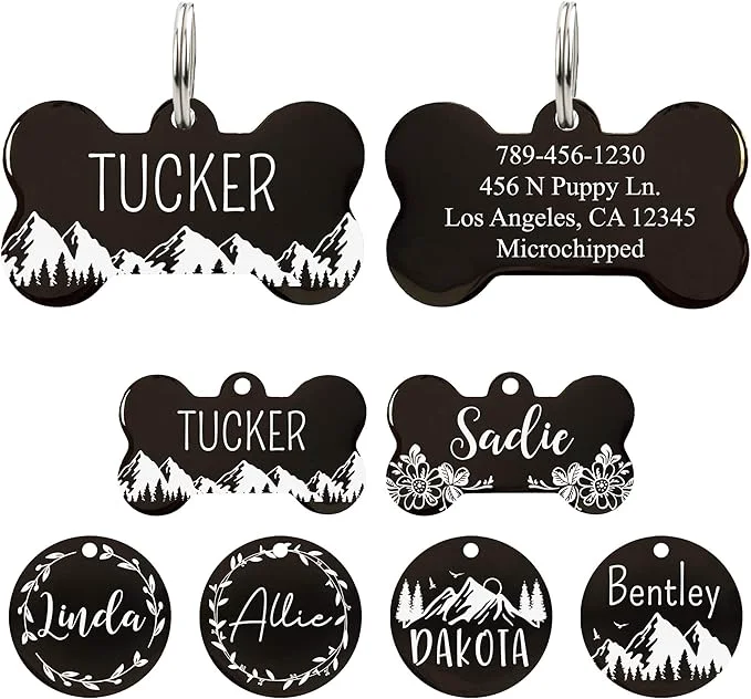 Authentic Ultra Joys Stainless Steel Pet ID Tag Dog Name Tags Personalized Front and Back Detailed