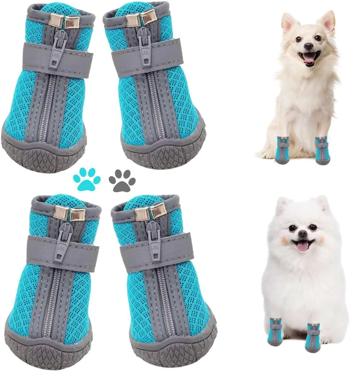 Classic Dog Shoes for Small Dogs Puppy Dog Boots Paw Protector for Winter Snow Day Summer Hot Pavement Waterproof in Rain Weather Ourdoor Hiking Indoor Hardfloors with Anti Slip Sole 4PCS Set Consistent