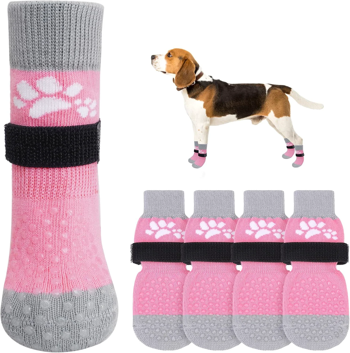 Verified SCENE Anti Slip Dog Sock to Prevent Licking Paws for Hardwood Floors Boots Paw Protector Shoes for Hot Cold Pavement with Grippers Double Sides Grips for Small Medium Large Senior Dogs S Official