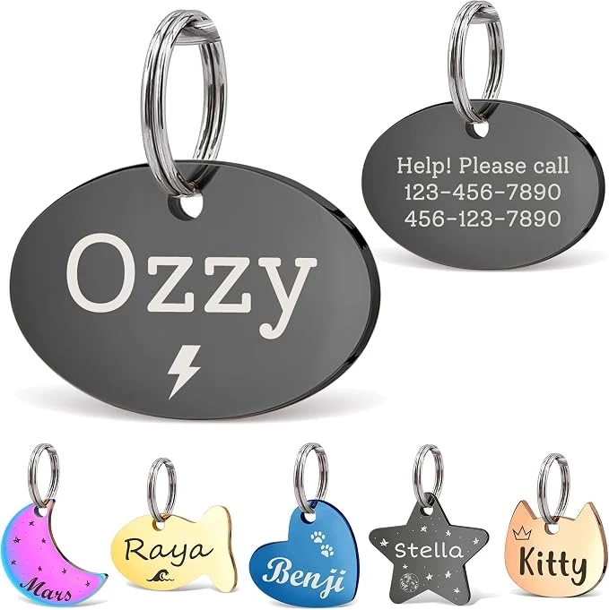 Soft Anavia Small Size Dog Cat ID Tags Small XS Personalized Color Plated Stainless Premium Material