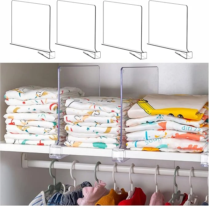 Fine Crafted Yieach 4 Pack Clear Acrylic Shelf Divider for Closet Organization - 9.2″ Tall Closet Dividers for Wood Shelves Cupboard Vertical Shelf Separators in Closet for T-Shirt Purse Handbag Sweater OrganizerAbout This Original