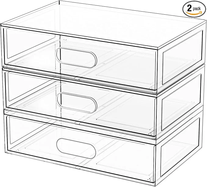 Breathable Clear Stackable Makeup Organizer with Drawer 12''W Acrylic Storage Drawers Cosmetic Display Case for Vanity Bathroom Countertop Beauty Holder for Lipstick Brush Skincare Perfume 3 Tier About ThisOverview Casual