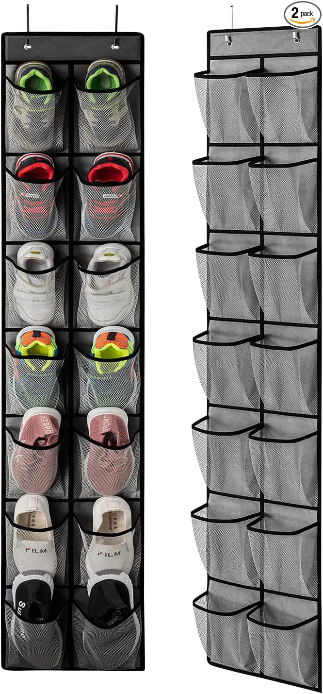 Selected KEEPJOY Over the Door Shoe Organizer Hanging Shoe Organizer with 4 Hooks Door Shoe Holder with 14 Mesh Deep Pockets Closet Door Shoe Storage Bag Grey-2Pack About ThisOverview Comfortable