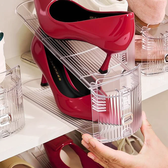 Sophisticated Adjustable Shoe Slots Organizer 12PACK Transparent Shoe Stackers Shoe Rack Holder Shoe Space Savers Double Layer Stack Shoe Racks for Closet Organization Transparent About ThisOverview Stylish