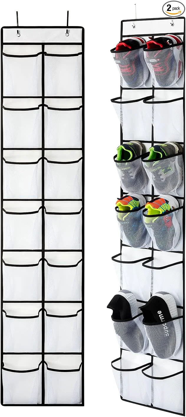 Trendy KEEPJOY Over the Door Shoe Organizer Hanging Shoe Organizer with 4 Hooks Shoe Holder with 14 Mesh Pockets Closet Door Shoe Storage Bag White-2Pack About ThisOverview Trusted