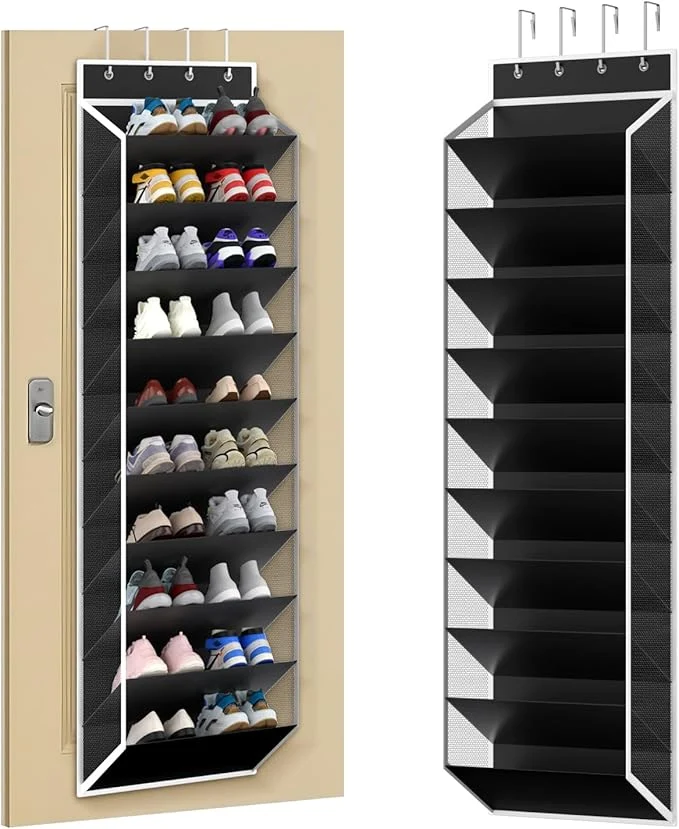 Unique KEEPJOY 10 Tiers Mesh Over Door Shoe Organizer Storage Hanging Shoe Holder for Door with Large Deep Pockets Fit 20-30 Pairs Shoe Rack for Sneakers Boots. Black About ThisOverview Breathable