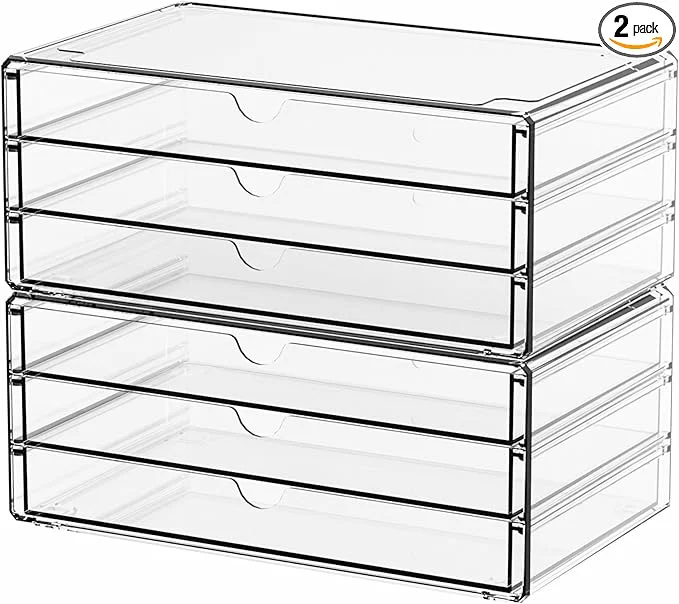 Original Design Yieach 2 Pack Acrylic Storage Drawers With 6 Drawers Stackable Desk Organizer and Makeup Organizer Large Clear Office Supplies Organizer for Pen Stationary Palettes Arts Craft Organizers and StorageAbout ThisOverview Exclusive