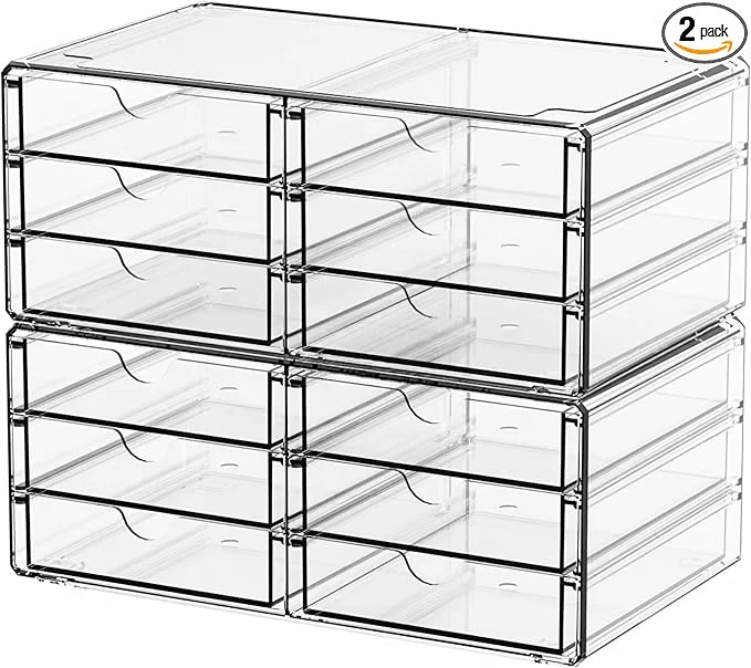 Proven Yieach 2 Pack Acrylic Storage Drawers With 12 Small Drawer Stackable Office Cabinet Organizer and Makeup Organizer Clear Plastic Drawers for Craft Supply Pen Stationary Accessory Makeup Desk OrganizerAbout ThisOverview Natural