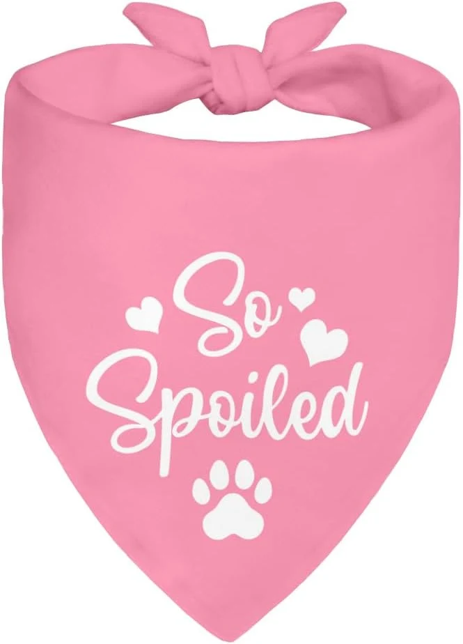Trusted So Spoiled Pink Dog Bandana Cute Love Printing Bandanas Decor Funny Pet Scarf Environmentally Friendly