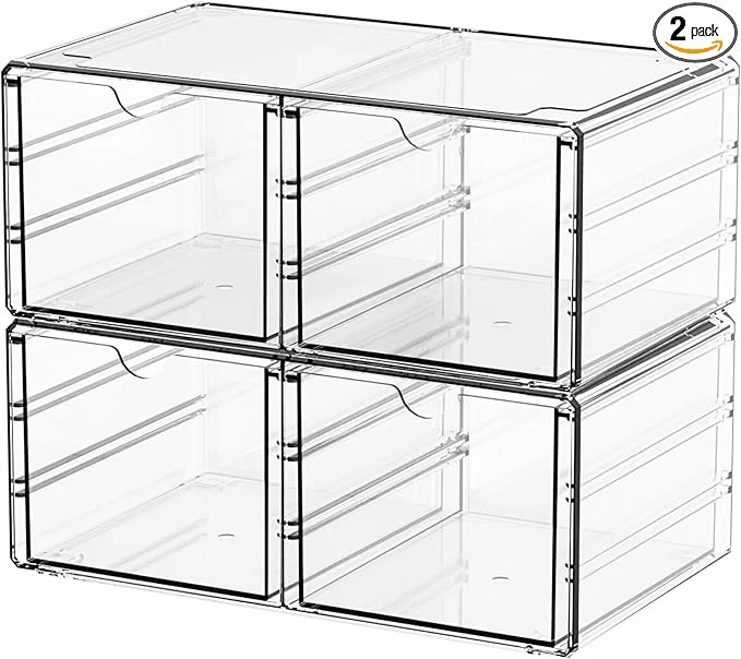Original Design Yieach 2 Pack Acrylic Storage Drawers With 4 Drawers Stackable Desk Organizers and Makeup Organizer Large Clear Office Supplies Organizer for Pen Medical Art Craft Stationery Organizer for CountertopAbout ThisOverview Certified