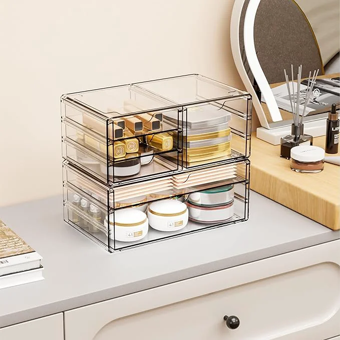Convenient Yieach 2 Pack Acrylic Drawer Organizer With 6 Drawers Stackable 11.1 Large Clear Storage Drawers and Makeup Organizer For Vanity Bathroom Countertop Cabinet Pantry Office Supply Storage Bins DrawersAbout ThisOverview Sophisticated
