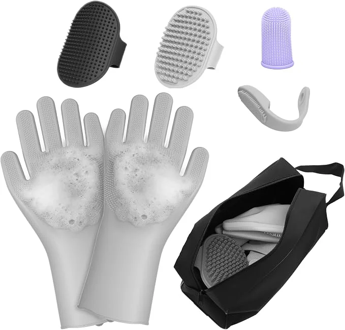 Green 7PCS Pet Grooming Kit for Dogs and Cats，with Storage Bag Includes Dog Washing Fine
