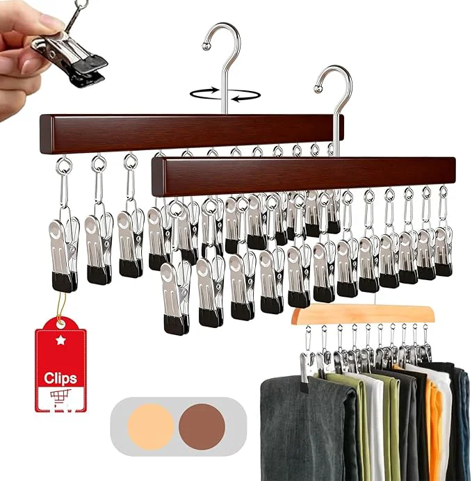 Certified Closet Organizer with 10 Clips - Space Saving Hanging Closet Organizer 2026 Upgraded Legging Hangers for Closet 360° Rotating Metal Clips with Silicone Lining for Clothes New-Vintage 2PCS About ThisOverview Fine Crafted