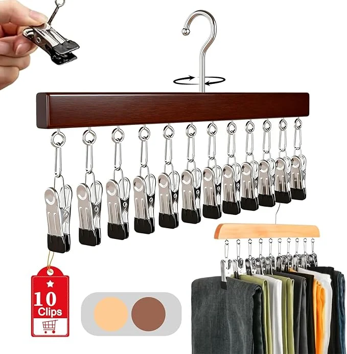 Expertly Made Closet Organizer with 10 Clips - Space Saving Hanging Closet Organizer 2026 Upgraded Legging Hangers for Closet 360° Rotating Metal Clips with Silicone Lining for Clothes New-Vintage 1PC About ThisOverview Lightweight