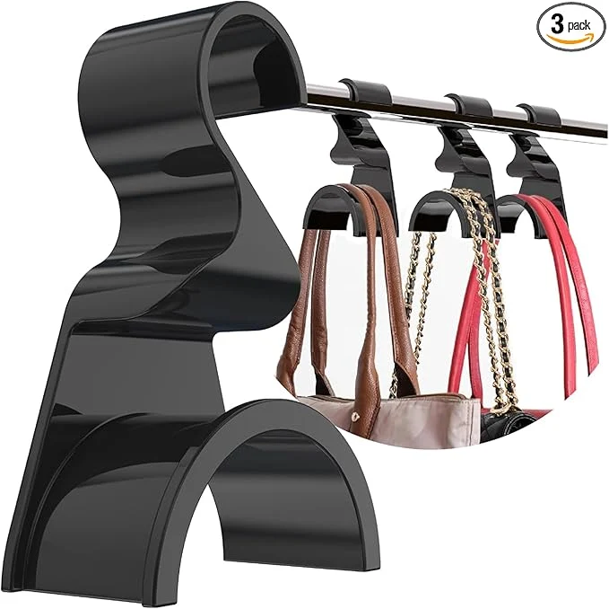 Enhanced Wiosi Premium Black Purse Hanger Closet Set of 3 - Durable Acrylic Organizers and Storage Bag Hanger for Luxury Closet - Purse Hanger Holder for Handbags Premium Backpack Purse HooksAbout ThisOverview Healthy