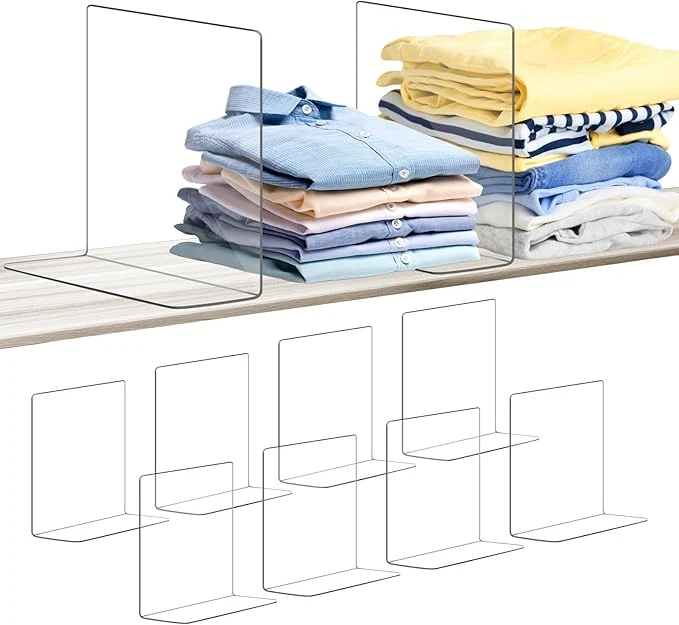 Green OKPOW Shelf Dividers for Closet Organization 8 Pack Durable Clear Acrylic Divider Organizer for Shelves - Vertical Adjustable Shelving Separators for Clothing PurseAbout This Sophisticated