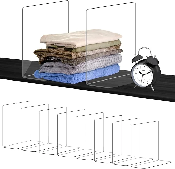 Professional OKPOW Acrylic Shelf Dividers for Closet Organization 8 Pack Durable Clear Shelves Separators for Clothing Adjustable 12 Tall x 10 DeepAbout This