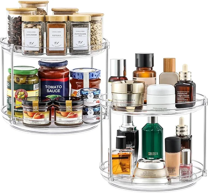 Pure 2 Set 2 Tier Non-Skid Acrylic Lazy Susan Turntable Organizer - Rotating Spice Rack - Spinning Organization for Kitchen Pantry Countertop Closet Bathroom Vanity Medicine Cabinet Organizing 9.25''About ThisOverview Fast