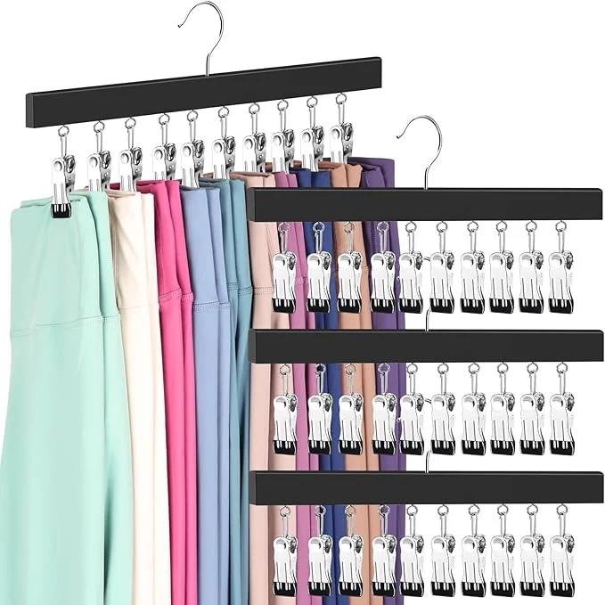 Proven Legging Organizer for Closet Pants Hangers with Clips Holds 20 Leggings Jeans Hats Shorts Socks 360° Rotating Space Saving Hanging Clothes Organizer for Closet Organizers and Storage 4PcsAbout ThisOverview Relaxed