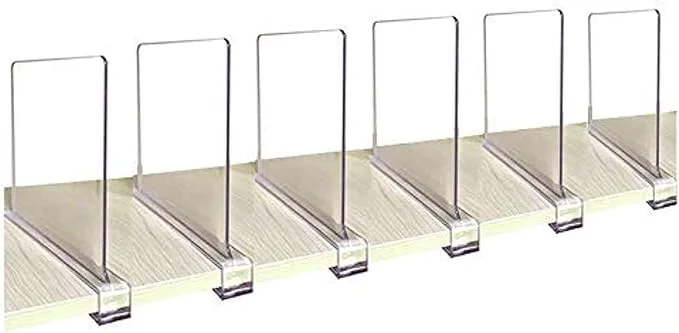 Classic CY craft Acrylic Shelf Divider Wood Shelf Dividers Clear Closet Shelf Separators Clothing Organizer for Bedroom Shelving Organization and Kitchen Cabinet Shelf Storage 6 PCSAbout ThisOverview Responsible