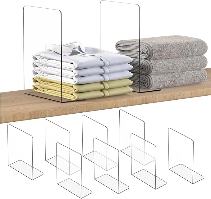 Pure OKPOW Shelf Dividers Closet Organizer - 12 Tall X 9 Deep Acrylic Clear Sturdy Separate for Clothes Purse - Adjustable Space Saver Easy Install for Home Organization Enthusiasts 8 PackAbout ThisOverview Modern