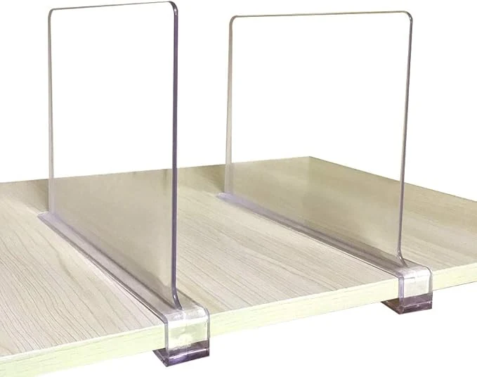 Easy-to-Use CY craft Shelf Dividers for Closets Clear Acrylic Shelf Divider for Wood Shelves and Clothes Organizer Purses Separators for Kitchen Cabinets and Bedroom Organizer 2 PiecesAbout ThisOverview Functional