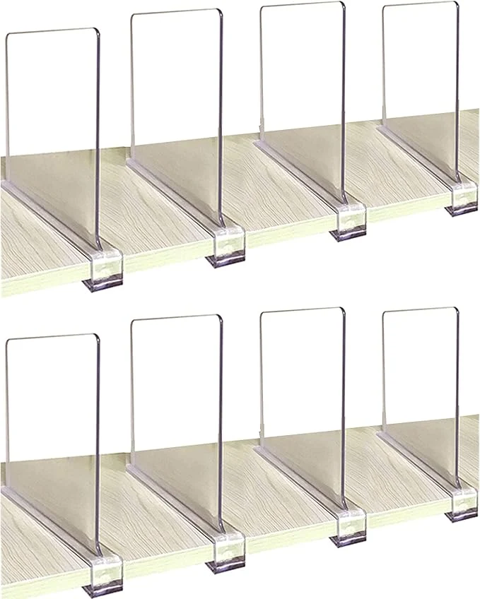 Recyclable CY craft Shelf Dividers for Closets 8PCS Clear Acrylic Shelf Divider for Wood Shelves and Clothes Organizer Purses Separators for Kitchen Cabinets and Bedroom OrganizerAbout This Verified