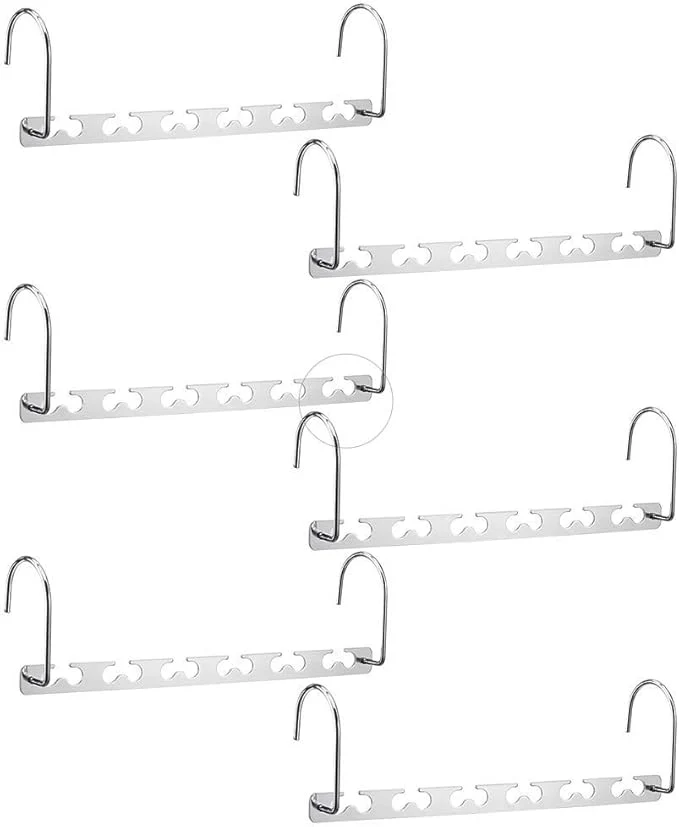 Official Meetu Space Saving Hangers - Metal Clothes Hangers with 6X2 Slots Cascading Design Updated Hooks Pack of 6 About ThisOverview Responsible