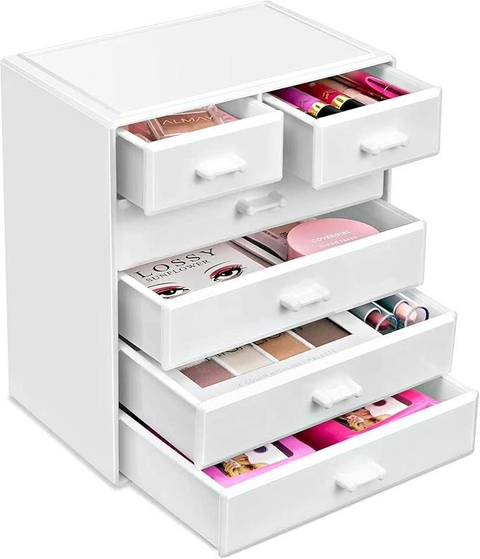 Unique Sorbus Acrylic Makeup Organizer - Organization and Storage Case for Cosmetics Make Up Jewelry - Large Makeup Organizer for Vanity Bathroom College Dorm Closet Desk 4 Large 2 Small Drawers About ThisOverview Elite