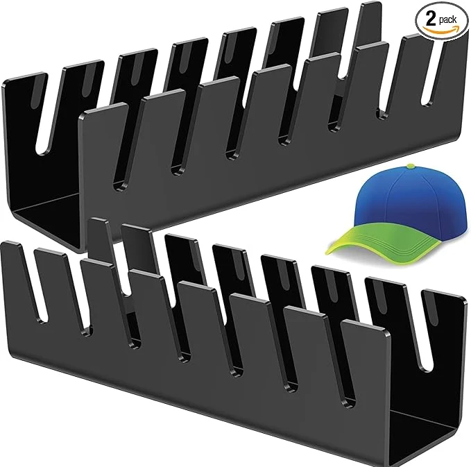Prestigious 2024 New Hat Stand for Baseball Caps Display and Organizer No Install Acrylic Hat Holder for 14 Baseball Caps for Bedroom Closet Dresser 2 pcs Black About ThisOverview Reusable
