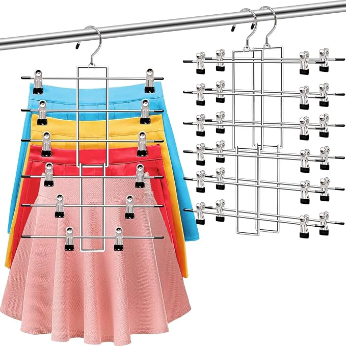 Next-Generation Closet Organizers and Storage 6 Tier Storage and Organization Pants Hangers Space Saving Metal Skirt Hangers with Adjustable Clip 360° Swivel Hook Dorm Room Essentials for College Students GirlsAbout ThisOverview Excellent